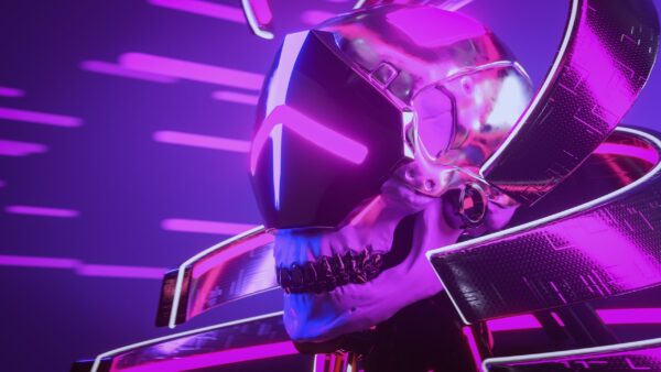 Fotobehang Neon Cyberpunk schedel