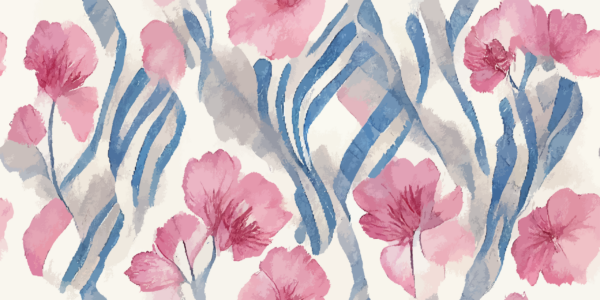 Fotobehang Roze bloemen aquarel