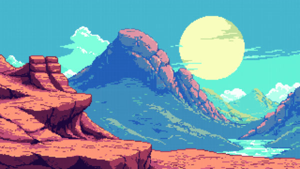 Fotobehang Pixel Mountain Landschap