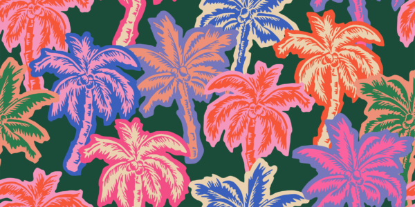 Fotobehang Kleurrijke retro palmbomen