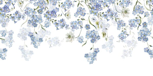 Fotobehang Blauwe bloemenfluistering