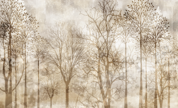 Fotobehang Mistig beige bos